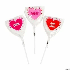 Promo ✔️ Confetti Heart-Shaped Conversation Heart Lollipops - 12 Pc. 🤩