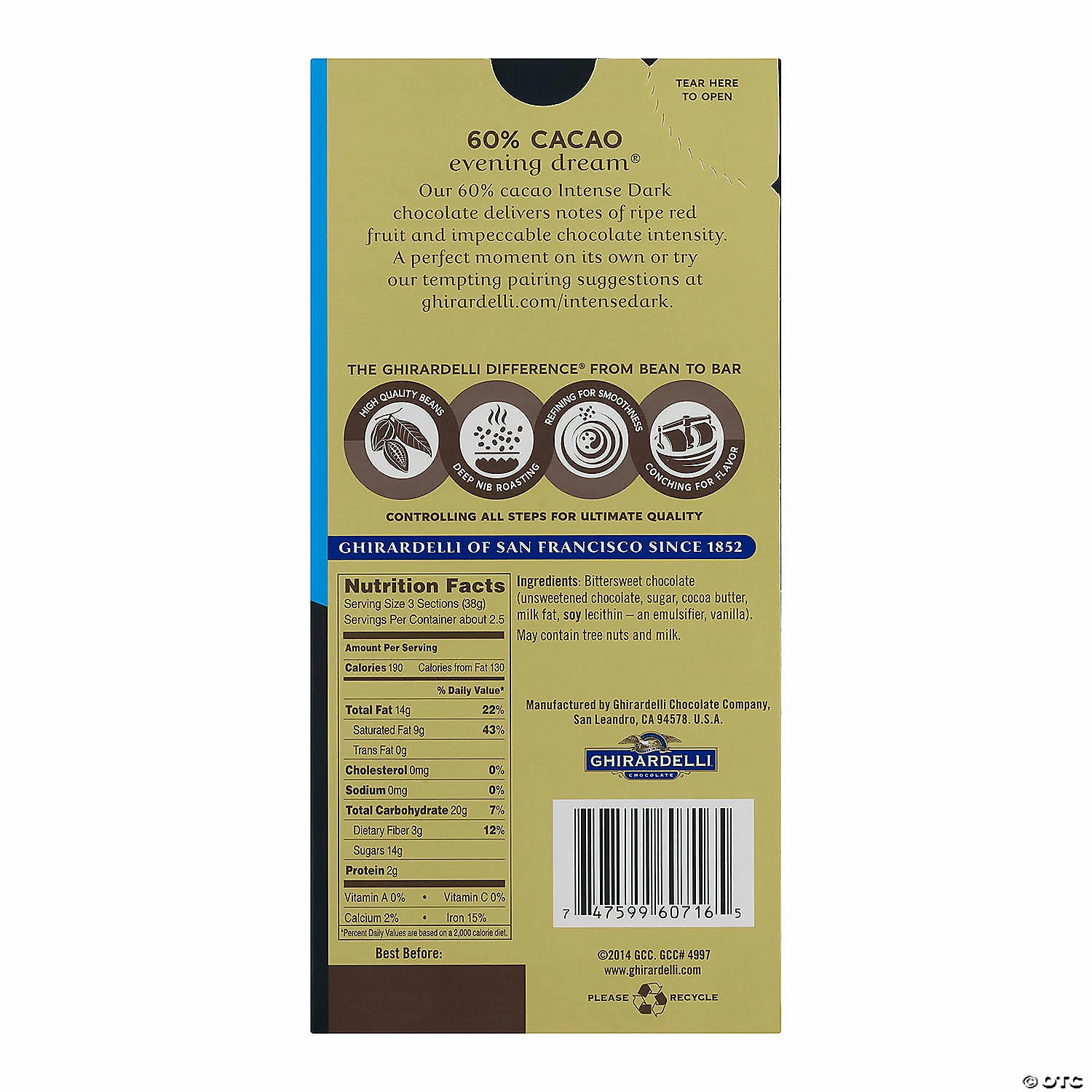 Flash Sale ⌛ Ghirardelli Intense Dark Chocolate 60% Cacao Evening Dream, 3.5 oz, 12 Count ✔️ 2 Flash Sale ⌛ Ghirardelli Intense Dark Chocolate 60% Cacao Evening Dream, 3.5 oz, 12 Count ✔️ - Image 2