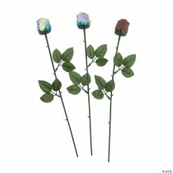 Budget ๐ Iridescent Foil-Wrapped Chocolate Roses - 12 Pc. โญ